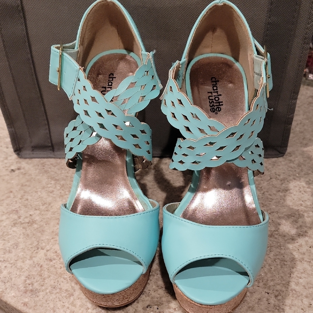 Charlotte Russe Women's Aqua Wedges